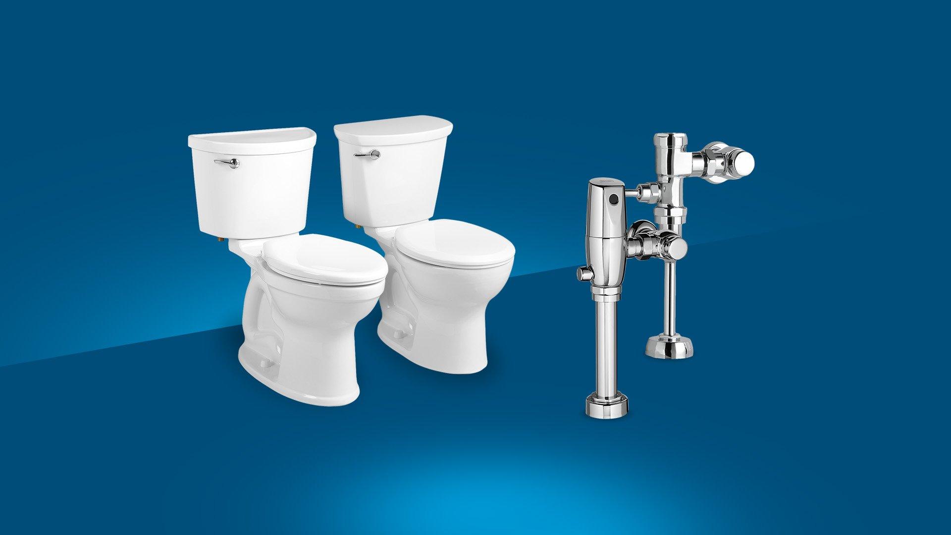 Image of toilet and flush valves.